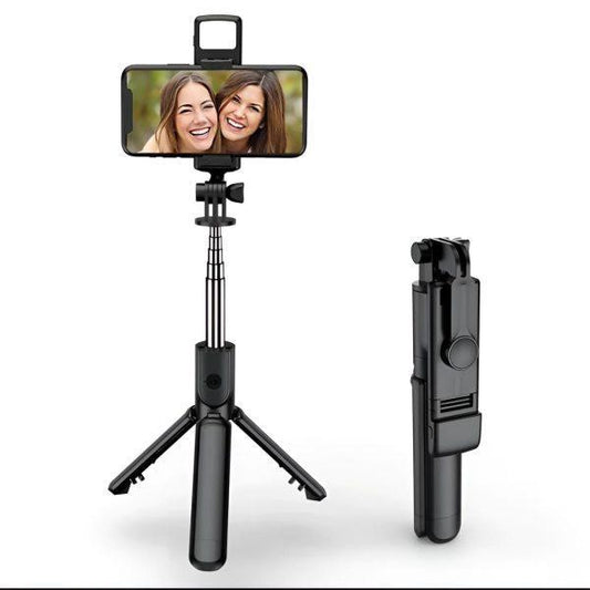 4 in 1 Selfie Stick Tripod with Light and Bluetooth Remote (Foldable and Extendable 70cm) Mobile Holder