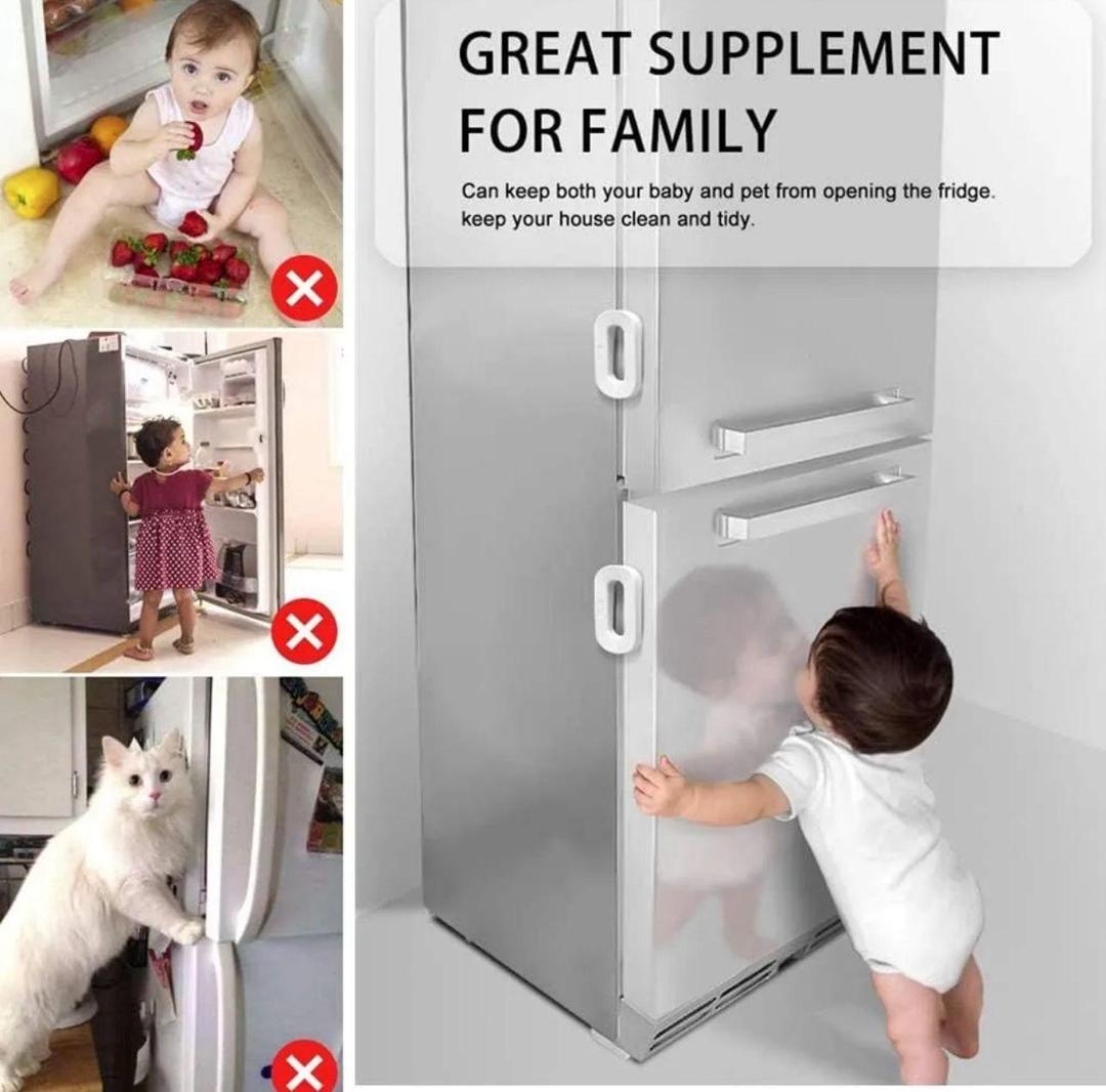 “Child Proof Fridge Door Lock – Easy Install Baby Safety Lock for Refrigerator & Cabinets”