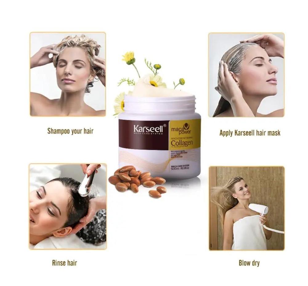 "Karseell Maca Power Collagen Hair Mask – Ultimate Repair & Deep Nourishment for Dry, Damaged Hair (500ml)"